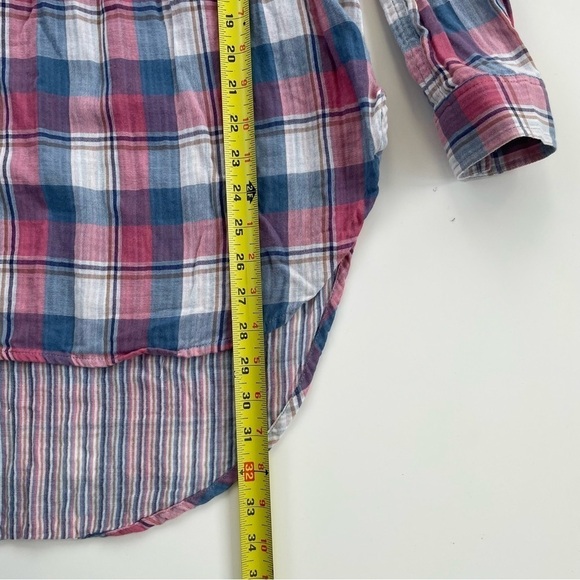 Anthropologie Holding Horses Pink Blue Plaid HalfPenny Tunic Popover Top Size 4 - Picture 9 of 9